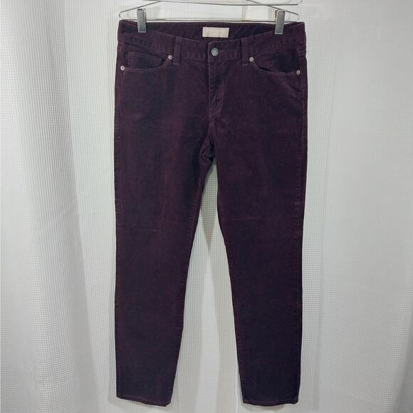 BANANA REPUBLIC! RICH BURGUNDY RED FINE WALE CORDUROY SKINNY PANTS! SZ 8P - Picture 2 of 11